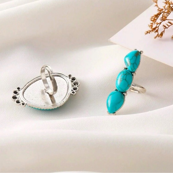 Bohemian Style Turquoise Ring Set - Picture 3 of 5